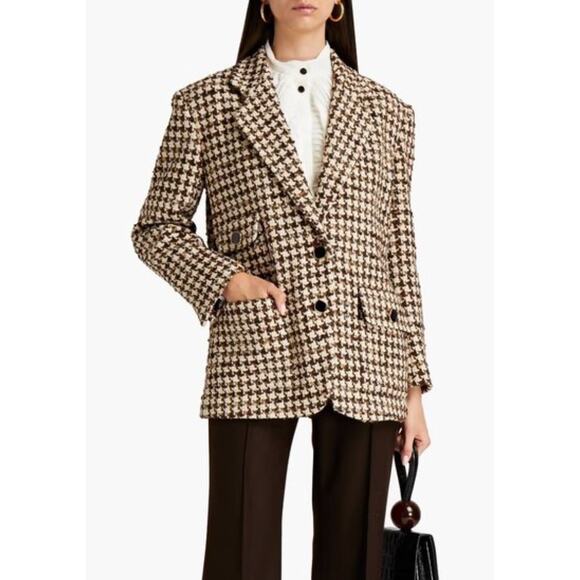 Sandro Brown Esther Houndstooth Jacket size 38 M medium - Picture 1 of 11
